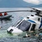 Un helicóptero cayó en el Lago de Atitlán y rescataron a sus siete ocupantes